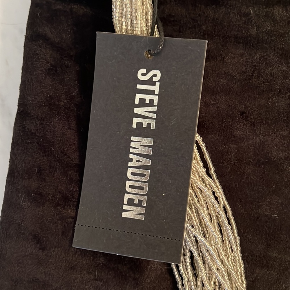 NWT Steve Madden Nordstrom Velvet Evening Bag with Beaded Tassle - Picture 3 of 5